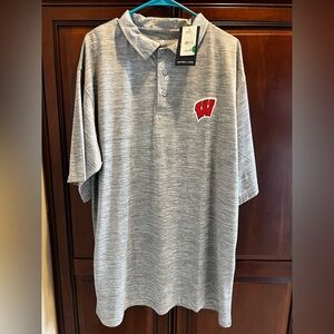 Wisconsin Badgers Fanatics Gray Big & Tall Polo - 2XLT
